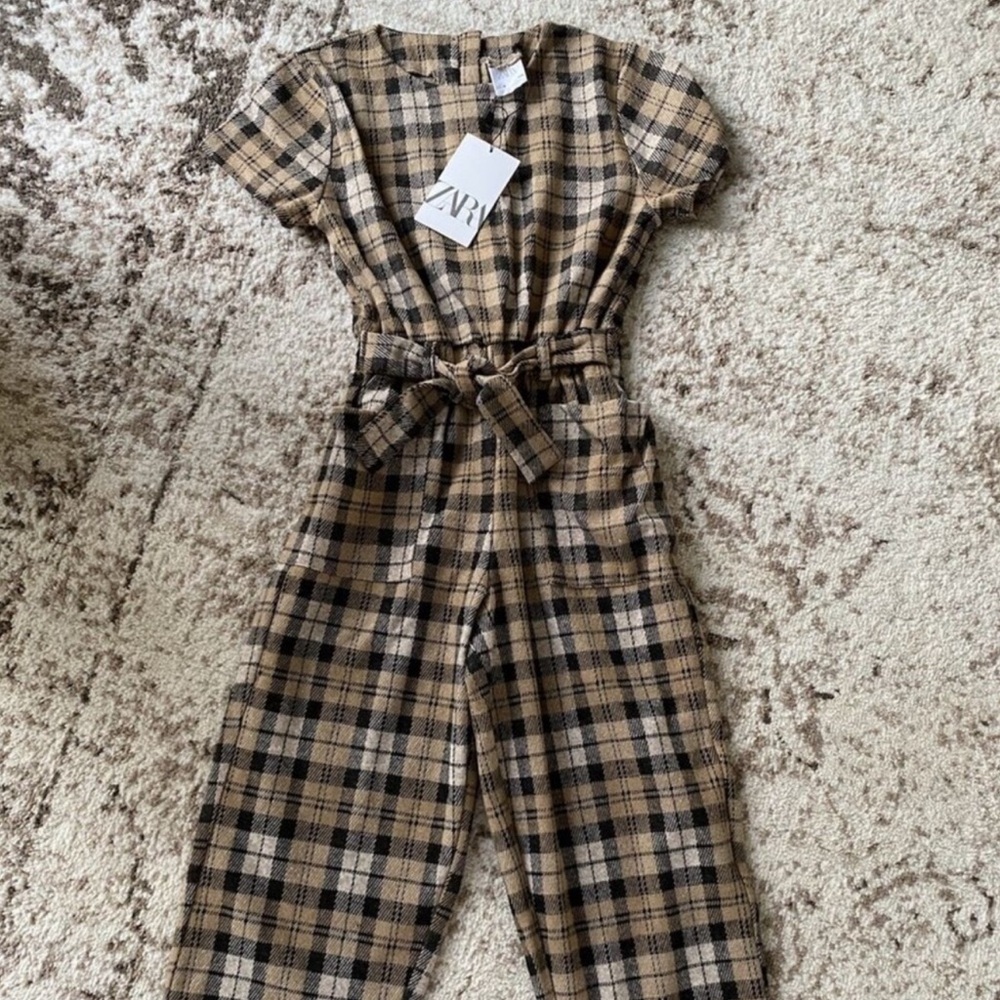 New Without Tags Zara Girls Plaid Jumpsuit